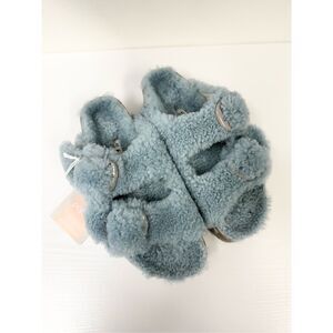 Birkenstock‎ Papillio Arizona Big Buckle Faded Aqua Sherpa Shearling 40 9 Narrow